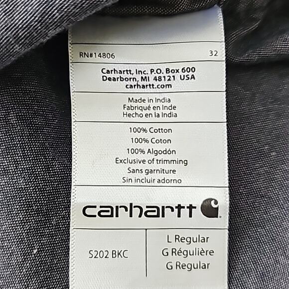 Carhartt Men Sz L Grunge Y2k Relaxed Button Down Long Sleeve Shirt Charcoal Gray - Picture 12 of 13
